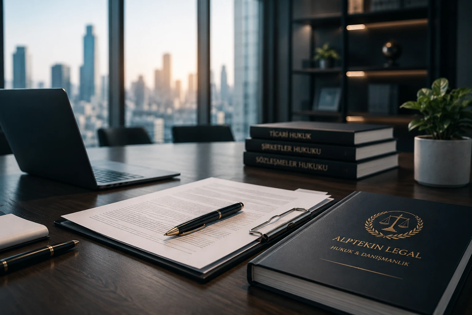 İşveren fesih sürecinde belge inceleme ve hukuki risk değerlendirmesi yapılan modern ofis masası